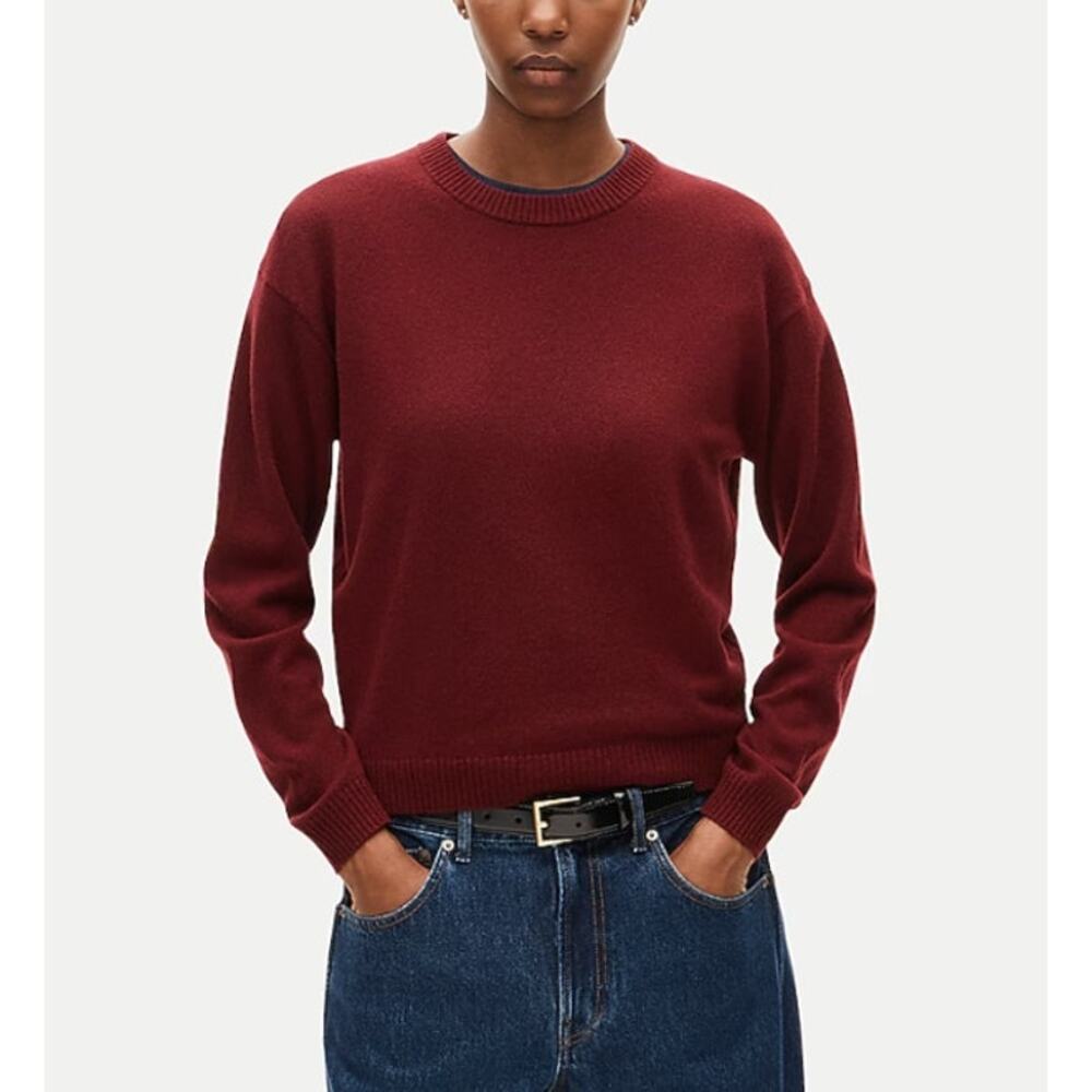J. Crew 100% Cashmere Crewneck Sweater Burgundy Classic Fit Women's M